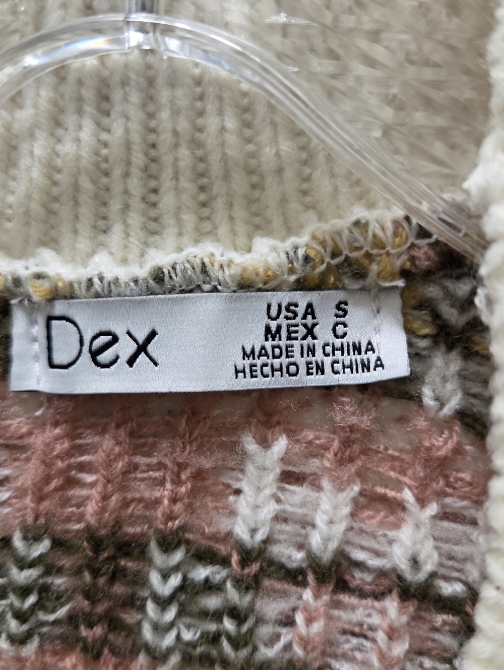 Dex Cream Patterned Chunky Knit Cardigan Boho Cottagecore Cozy Grandpa Style - Picture 6 of 11